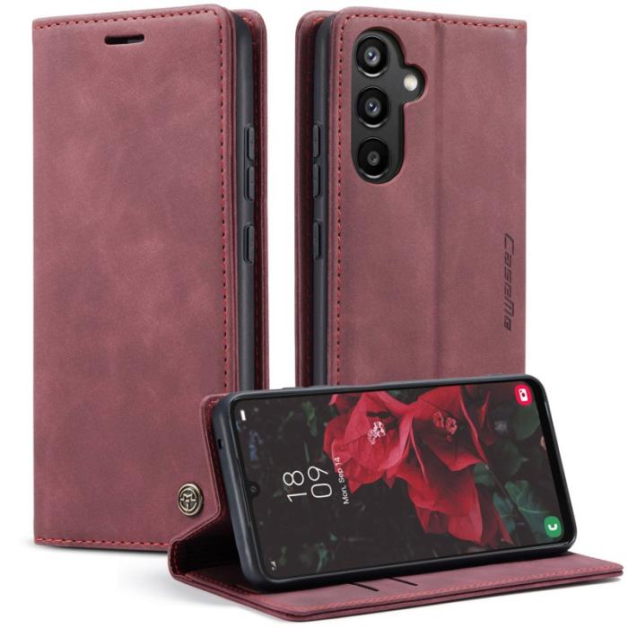 Caseme - CASEME 013 Series Samsung Galaxy A34 5G Skal PU Läder Vinröd
