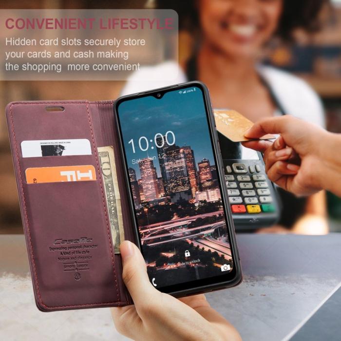 Caseme - CASEME 013 Series Samsung Galaxy A34 5G Skal PU Läder Vinröd