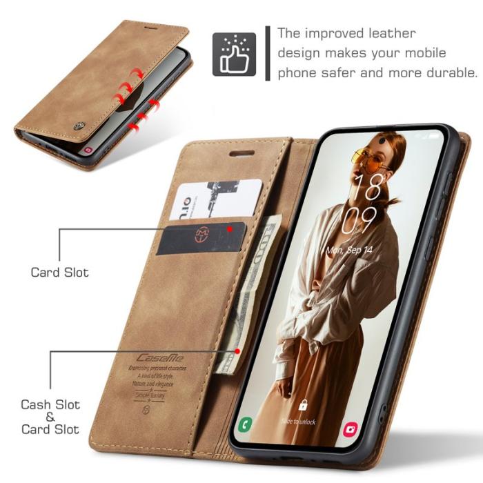 Caseme - CASEME 013 Series Samsung Galaxy A35 5G Skal Magnetisk Brun
