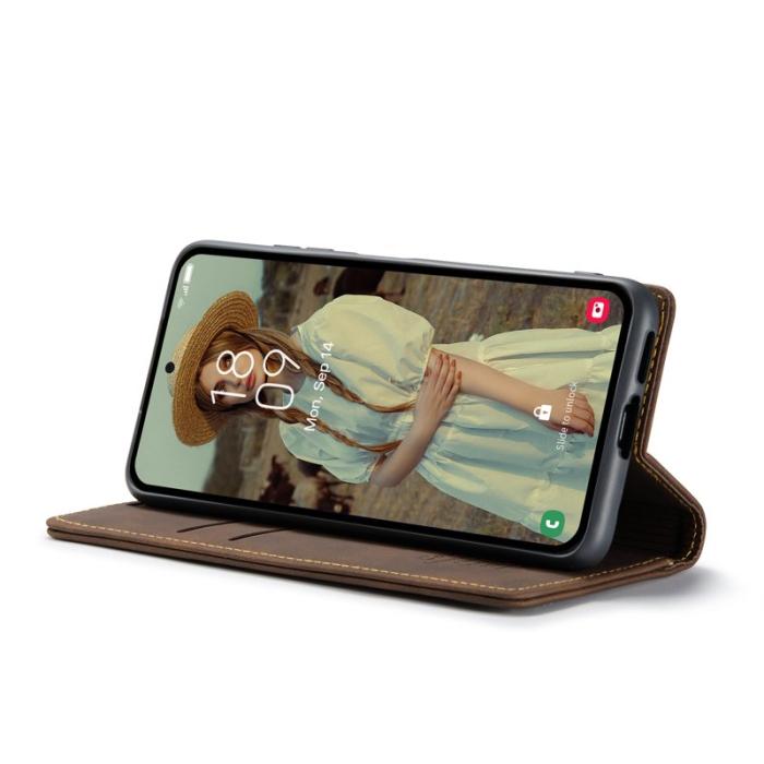 Caseme - CASEME 013 Series Samsung Galaxy A55 5G Fodral PU Läder Kaffe
