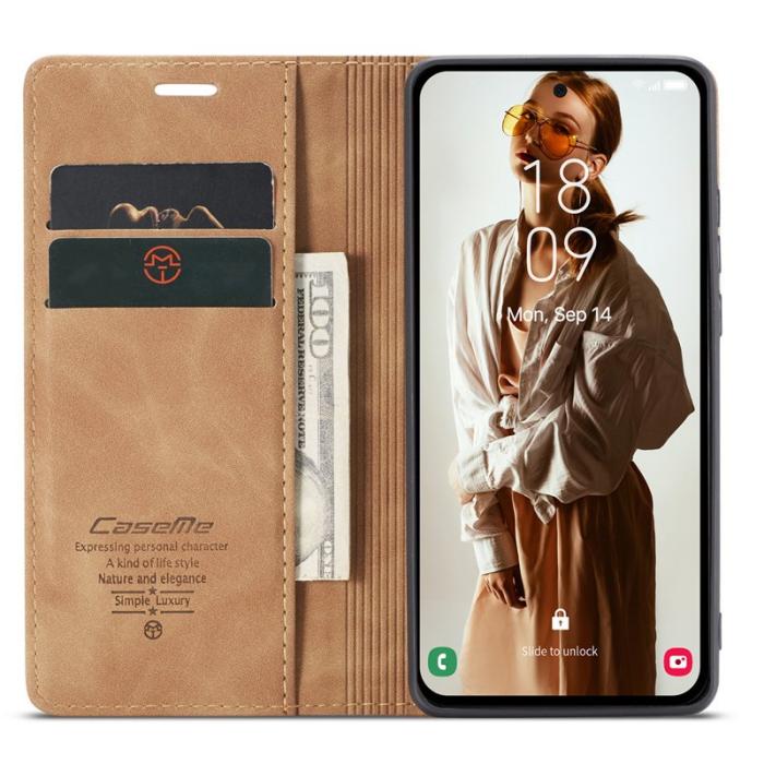 Caseme - CASEME 013 Series Samsung Galaxy A55 5G Skal PU Läder Brun