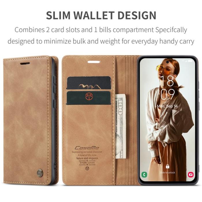 Caseme - CASEME 013 Series Samsung Galaxy A55 5G Skal PU Läder Brun
