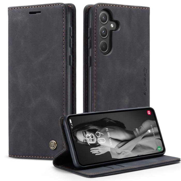 Caseme - CASEME 013 Series Samsung Galaxy A55 5G Skal PU Läder Svart