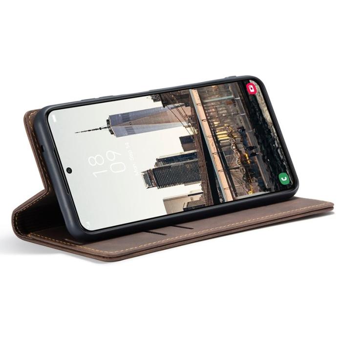 Caseme - CASEME 013 Series Samsung Galaxy S22 5G Fodral Läder Kaffe