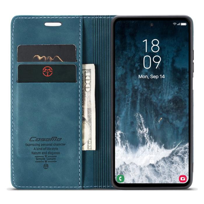 Caseme - CASEME 013 Series Samsung Galaxy S23 FE Skal PU Läder Blå