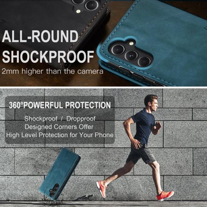 Caseme - CASEME 013 Series Samsung Galaxy S23 FE Skal PU Läder Blå