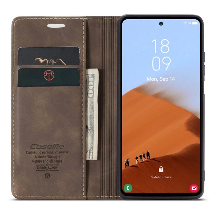 Caseme - CASEME 013 Series Samsung Galaxy S23 FE Skal PU Läder - Kaffe