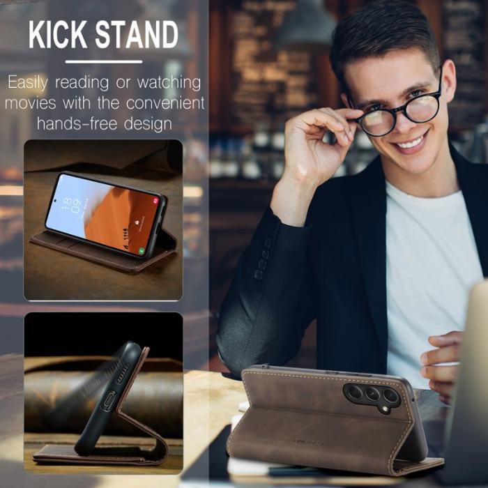 Caseme - CASEME 013 Series Samsung Galaxy S23 FE Skal PU Läder - Kaffe