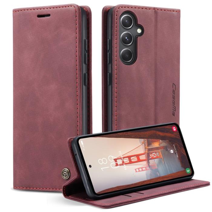 Caseme - CASEME 013 Series Samsung Galaxy S23 FE Skal PU Läder Röd