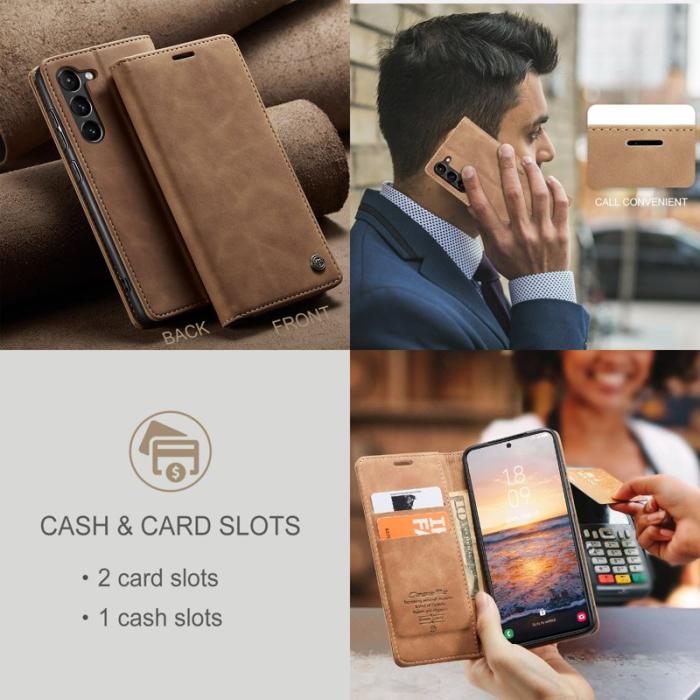 Caseme - CASEME 013 Series Samsung Galaxy S23+ Fodral PU Läder Brun