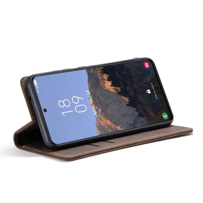 Caseme - CASEME 013 Series Samsung Galaxy S23+ Fodral PU Läder Kaffe