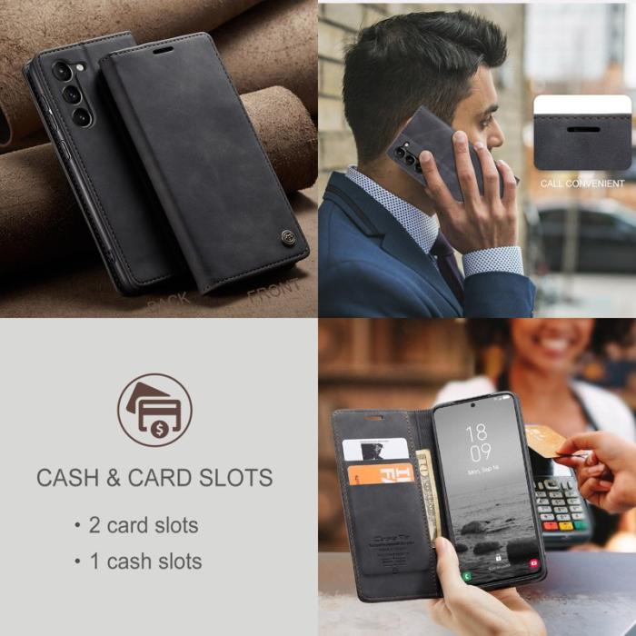 Caseme - CASEME 013 Series Samsung Galaxy S23+ Fodral PU Läder Svart