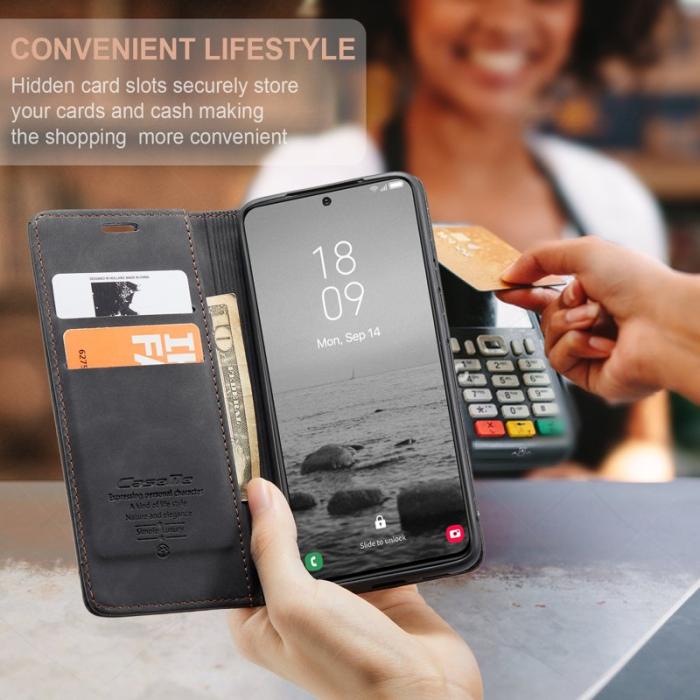 Caseme - CASEME 013 Series Samsung Galaxy S24 Skal Anti-drop PU Läder Svart