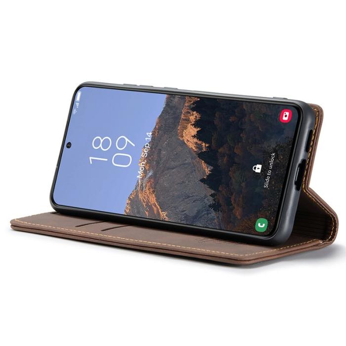 Caseme - CASEME 013 Series Samsung Galaxy S24+ Skal PU Läder Kaffe