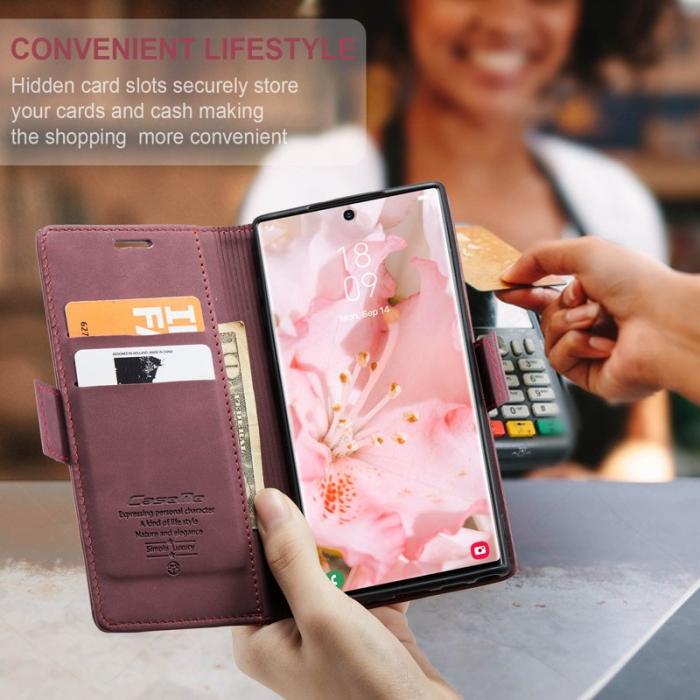 Caseme - CASEME 013 Series Samsung Galaxy S24 Ultra Skal PU Läder Röd