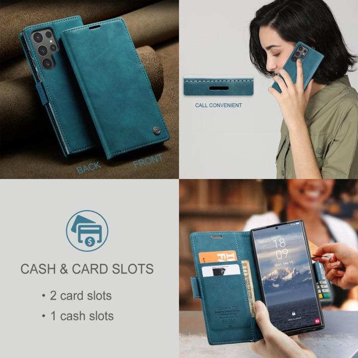 Caseme - CASEME 013 Series Samsung Galaxy S25 Ultra Skal Läder Blå