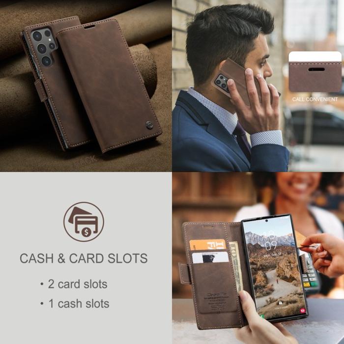 Caseme - CASEME 013 Series Samsung Galaxy S25 Ultra Skal Läder Kaffe