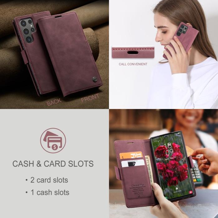 Caseme - CASEME 013 Series Samsung Galaxy S25 Ultra Skal Läder Röd