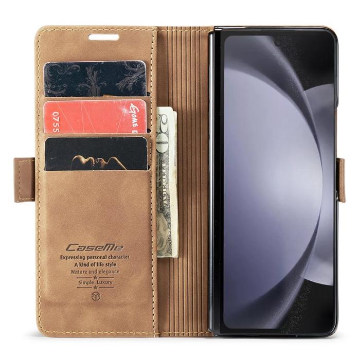 Caseme - CASEME 013 Series Samsung Galaxy Z Fold5 Fodral Läder Brun