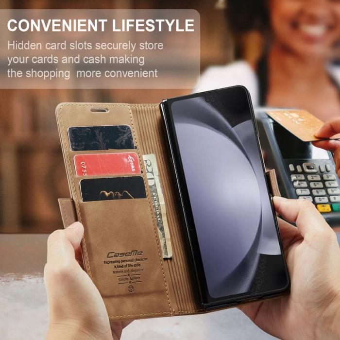 Caseme - CASEME 013 Series Samsung Galaxy Z Fold5 Fodral Läder Brun