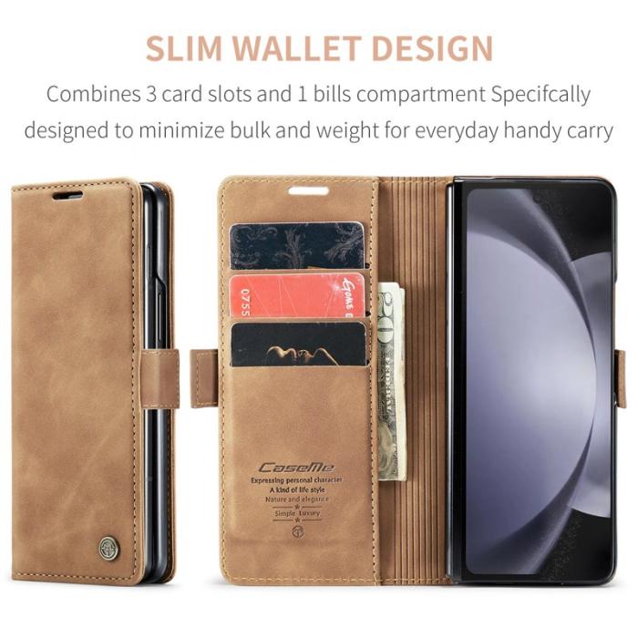 Caseme - CASEME 013 Series Samsung Galaxy Z Fold5 Fodral Läder Brun