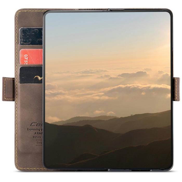 Caseme - CASEME 013 Series Samsung Galaxy Z Fold6 Konstläder Plånboksfodral Ställ - Brun