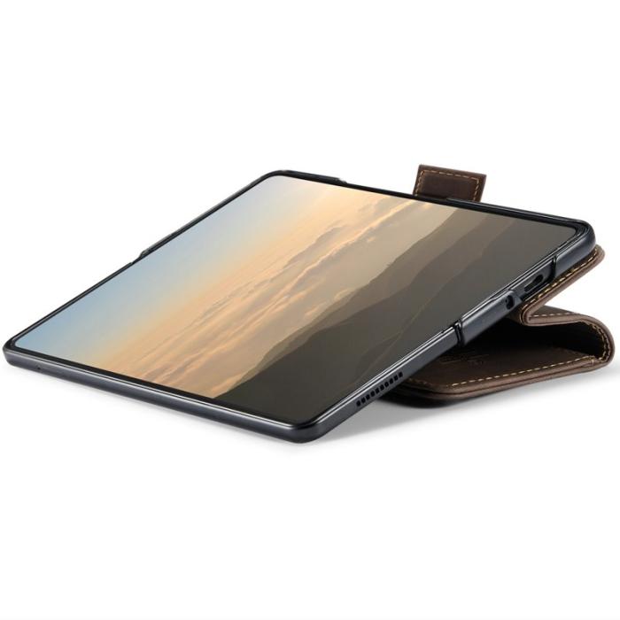 Caseme - CASEME 013 Series Samsung Galaxy Z Fold6 Konstläder Plånboksfodral Ställ - Brun