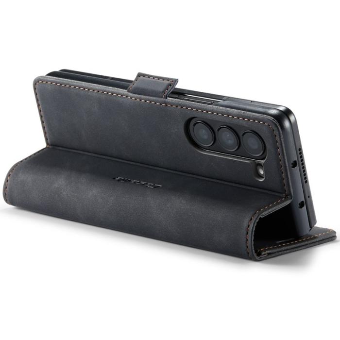 Caseme - CASEME 013 Series Samsung Galaxy Z Fold6 Konstläder Plånboksfodral Ställ - Svart