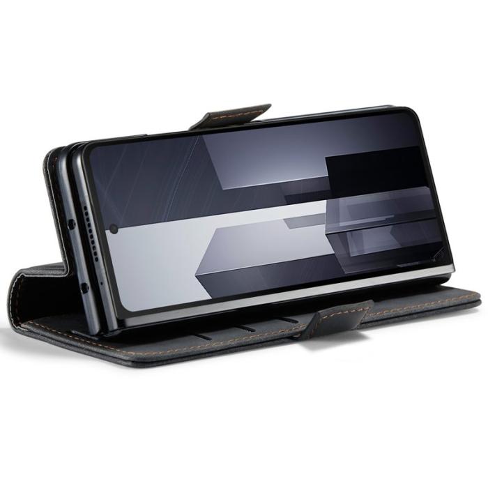 Caseme - CASEME 013 Series Samsung Galaxy Z Fold6 Konstläder Plånboksfodral Ställ - Svart