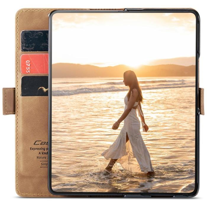 Caseme - CASEME 013 Series Samsung Galaxy Z Fold6 Ställskydd Plånboksfodral - Brun
