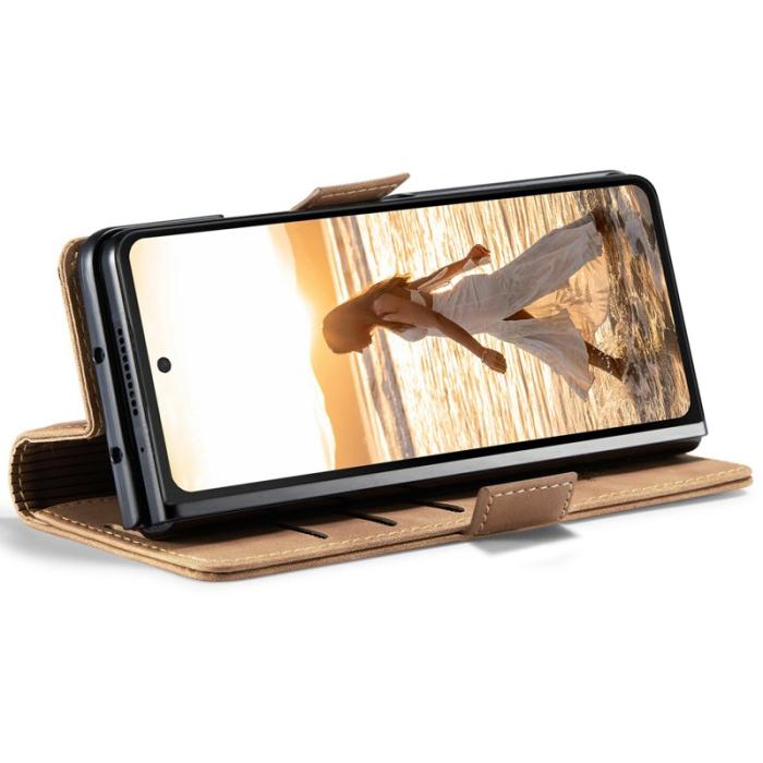 Caseme - CASEME 013 Series Samsung Galaxy Z Fold6 Ställskydd Plånboksfodral - Brun