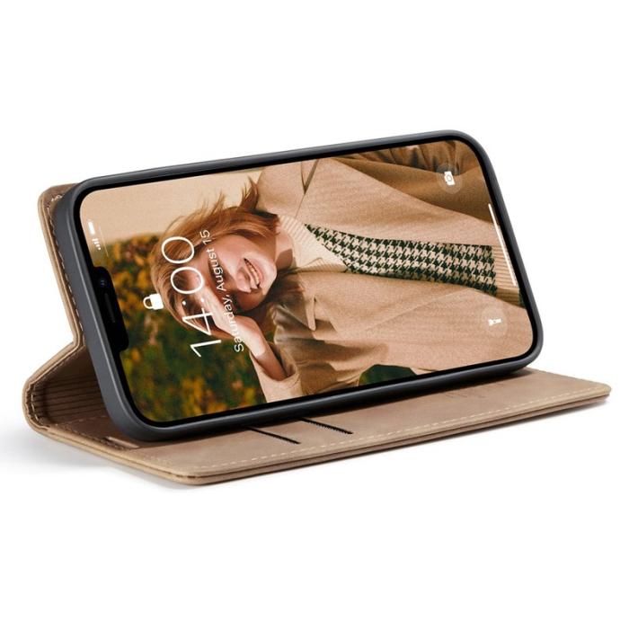 Caseme - CASEME 013 Series Skal i PU-läder med Ställ för iPhone 13 Pro - Brun