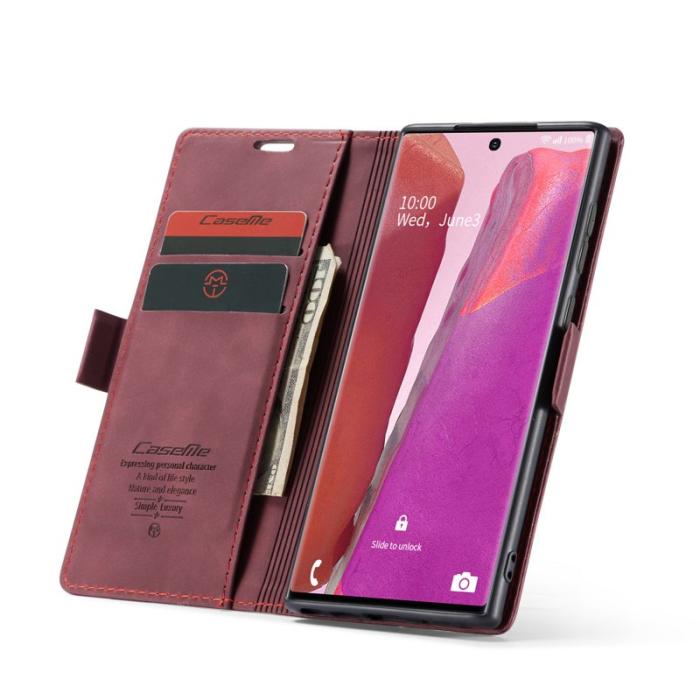 Caseme - CASEME 013 Series Wallet Case för Samsung Galaxy Note20 - Vinröd