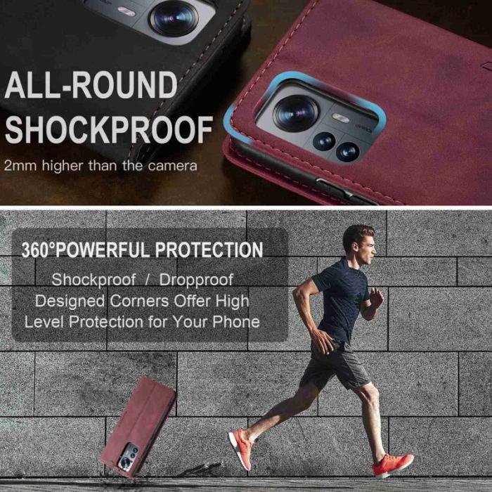 Caseme - CASEME 013 Series Xiaomi 12 Lite 5G Fodral PU Läder Röd