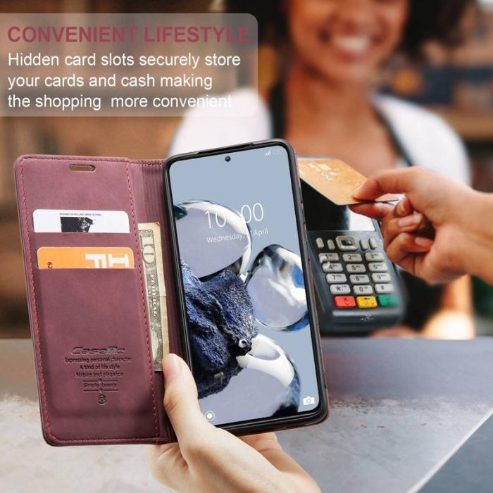 Caseme - CASEME 013 Series Xiaomi 12T 5G Fodral PU Läder Röd