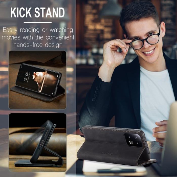 Caseme - CASEME 013 Series Xiaomi 13 5G Fodral i PU-läder Svart