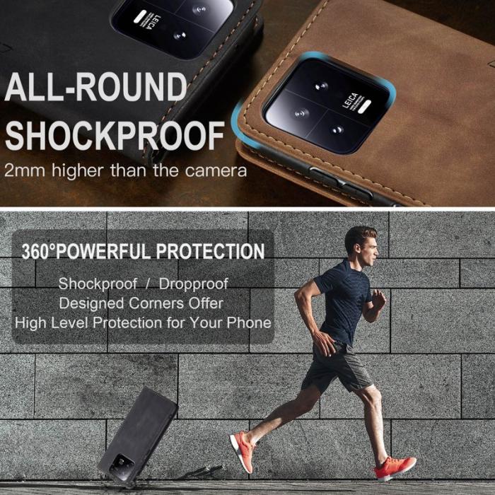 Caseme - CASEME 013 Series Xiaomi 13 5G Fodral i PU-läder Svart