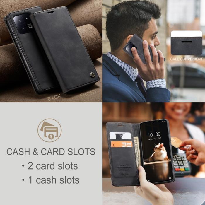 Caseme - CASEME 013 Series Xiaomi 13 5G Fodral i PU-läder Svart