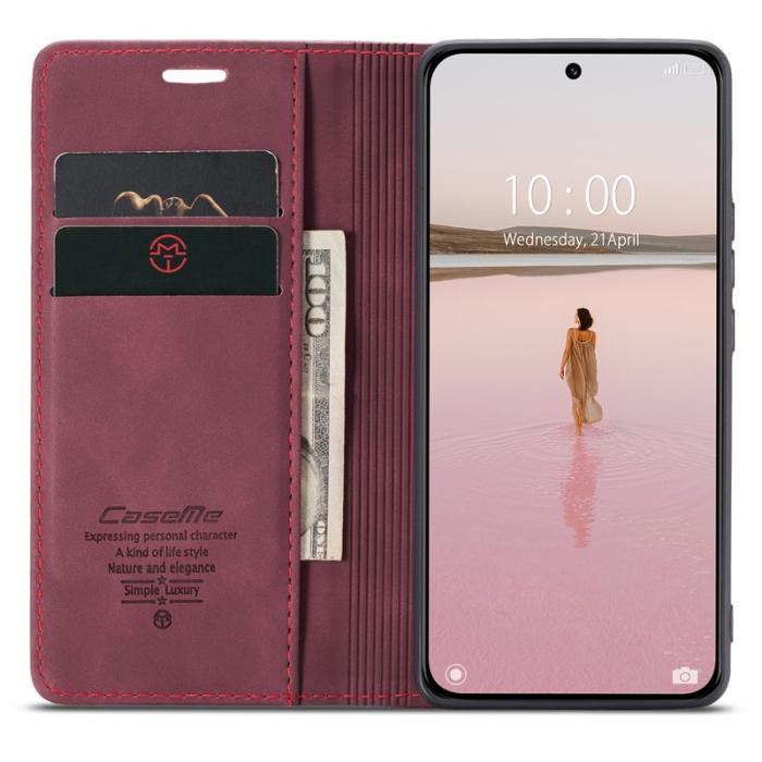 Caseme - CASEME 013 Series Xiaomi 13 5G Fodral i PU-läder Vinröd