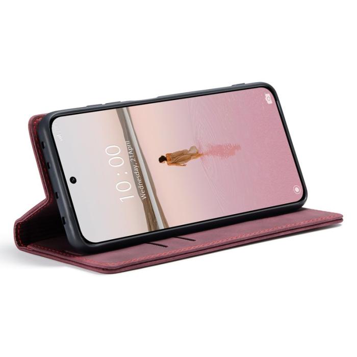 Caseme - CASEME 013 Series Xiaomi 13 5G Fodral i PU-läder Vinröd