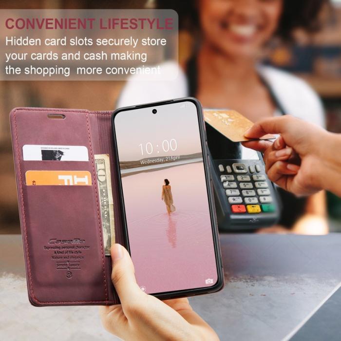 Caseme - CASEME 013 Series Xiaomi 13 5G Fodral i PU-läder Vinröd