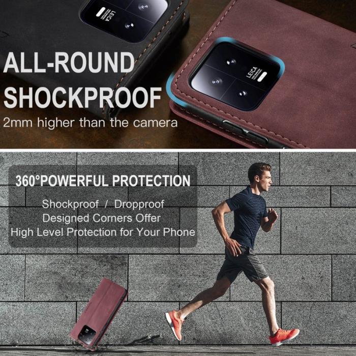 Caseme - CASEME 013 Series Xiaomi 13 5G Fodral i PU-läder Vinröd