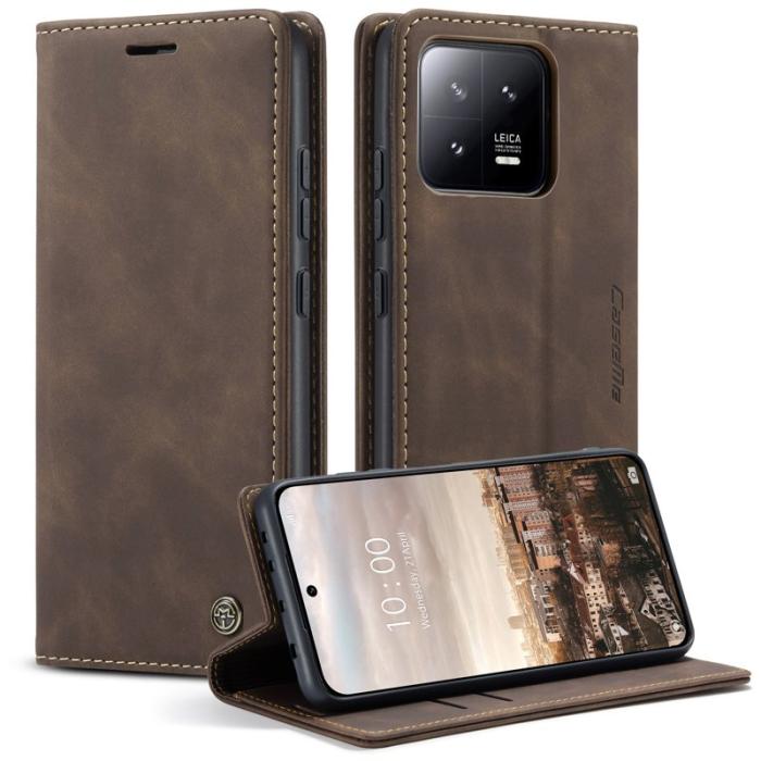 Caseme - CASEME 013 Series Xiaomi 13 5G PU Läder Fodral Kaffe