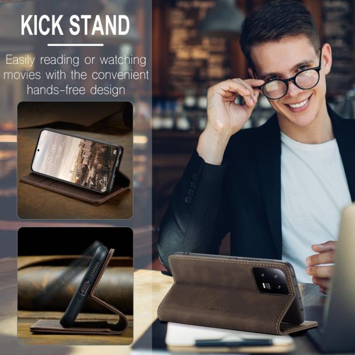 Caseme - CASEME 013 Series Xiaomi 13 5G PU Läder Fodral Kaffe