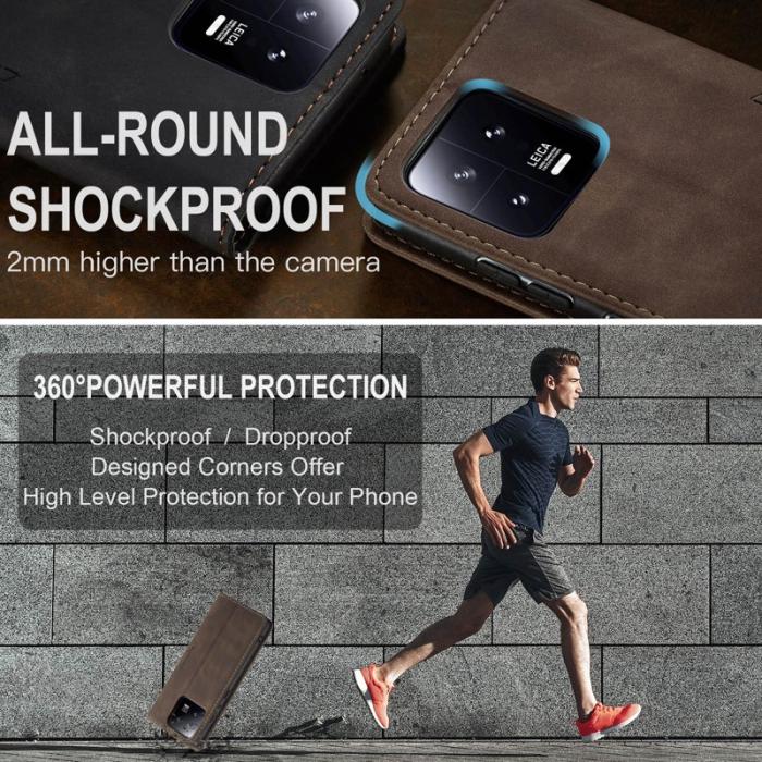 Caseme - CASEME 013 Series Xiaomi 13 5G PU Läder Fodral Kaffe