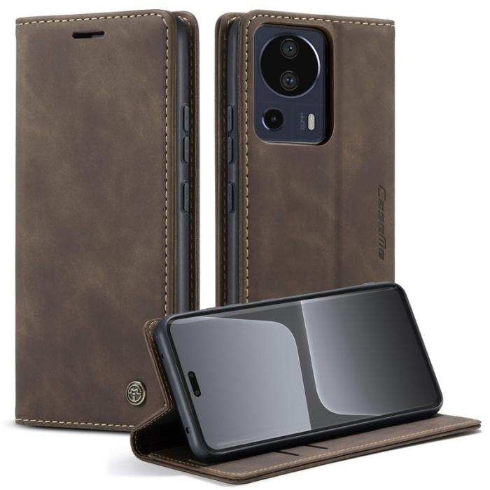 Caseme - CASEME 013 Series Xiaomi 13 Lite Fodral Ställ Läder Kaffe