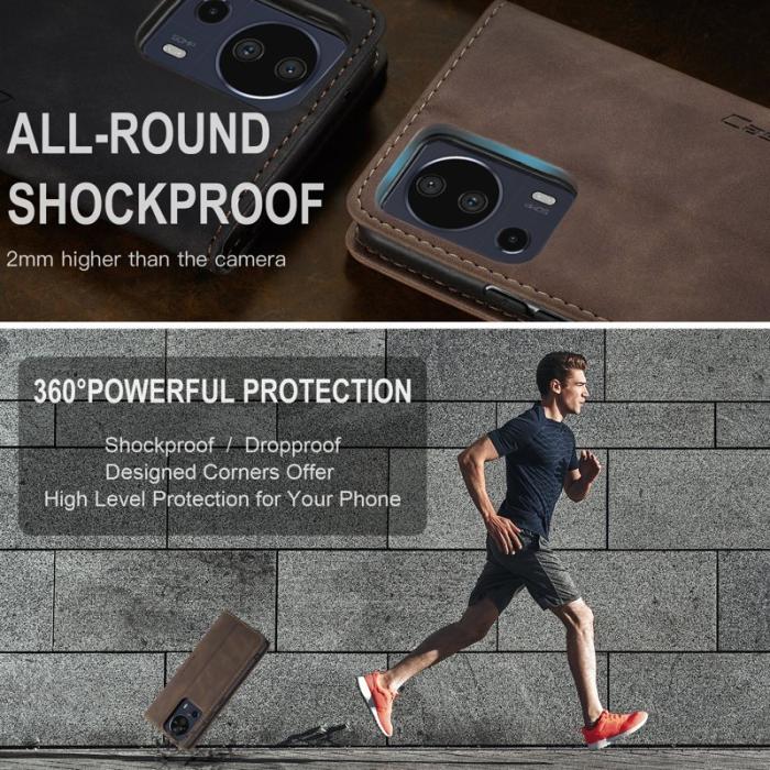 Caseme - CASEME 013 Series Xiaomi 13 Lite Fodral Ställ Läder Kaffe