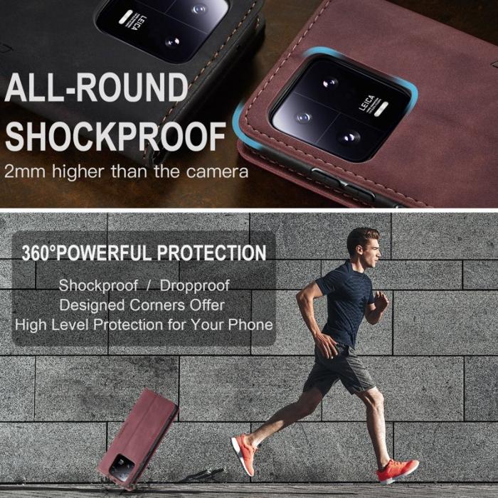 Caseme - CASEME 013 Series Xiaomi 13 Pro 5G Plånboksfodral Vinröd