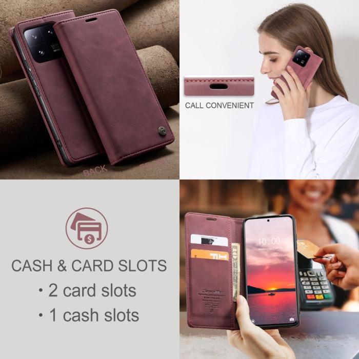 Caseme - CASEME 013 Series Xiaomi 13 Pro 5G Plånboksfodral Vinröd