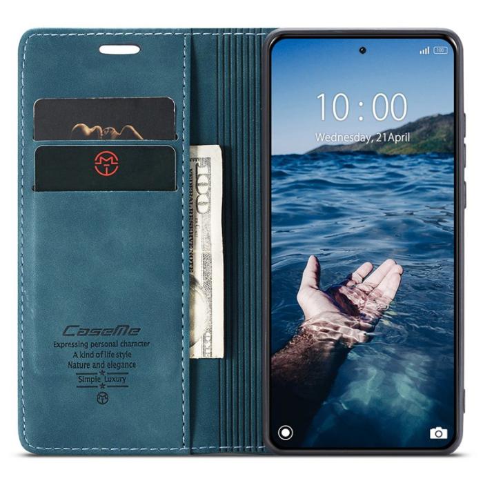 Caseme - CASEME 013 Series Xiaomi 14 Pro Skal Läder Kortfodral Blå